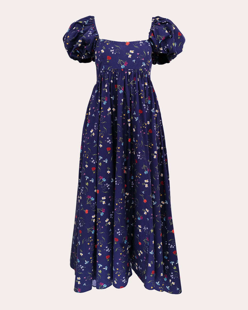 Rory Floral Poplin Puff-Sleeve Midi Dress