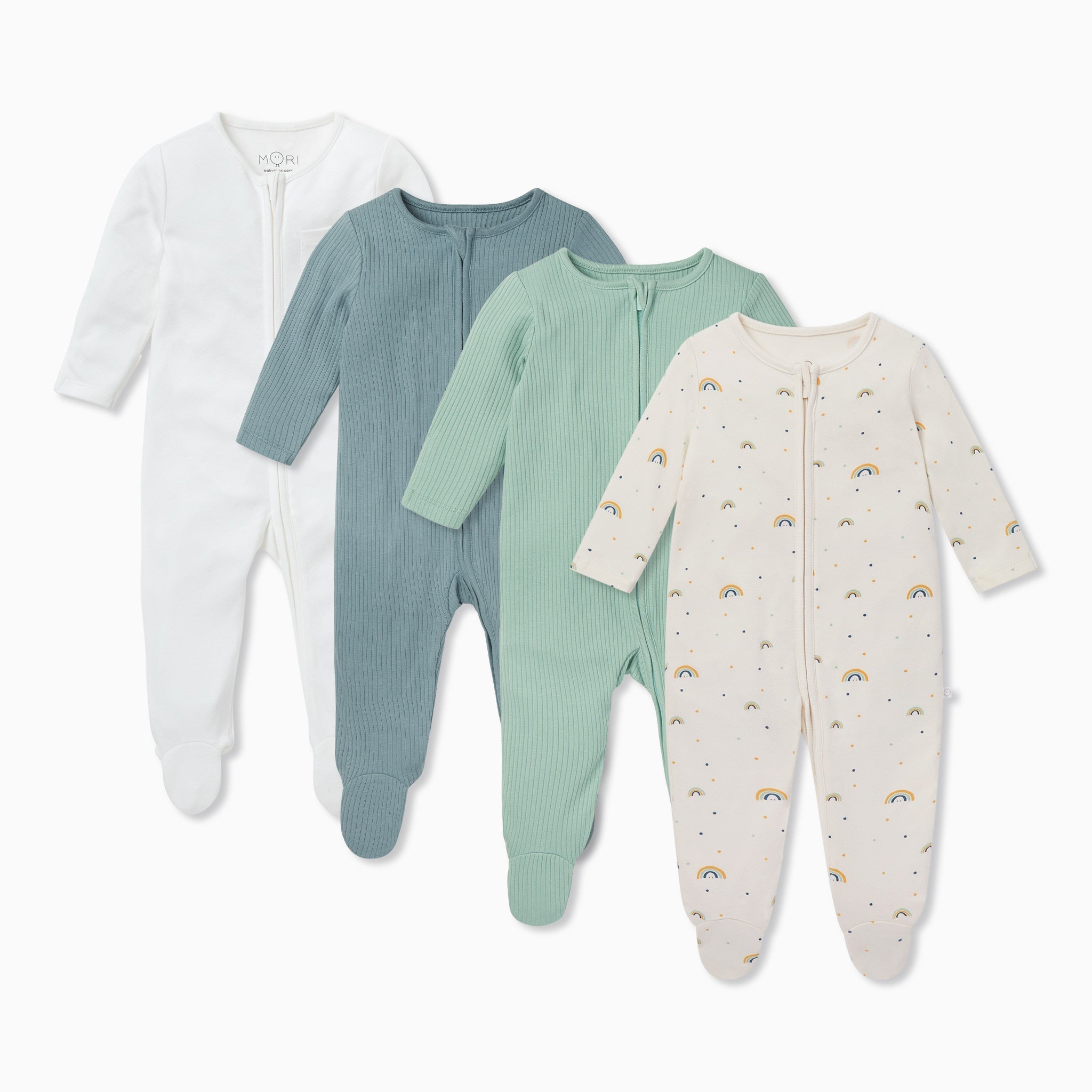 Rainbow Zip-Up Sleepsuit 4 Pack