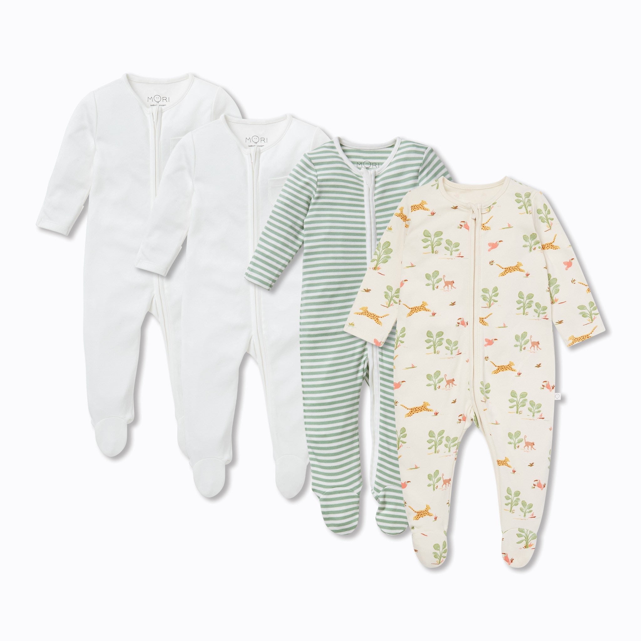 Rainforest Clever Zip Sleepsuit 4 Pack