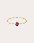 Raspberry Tourmaline & 14k Gold Chain Ring