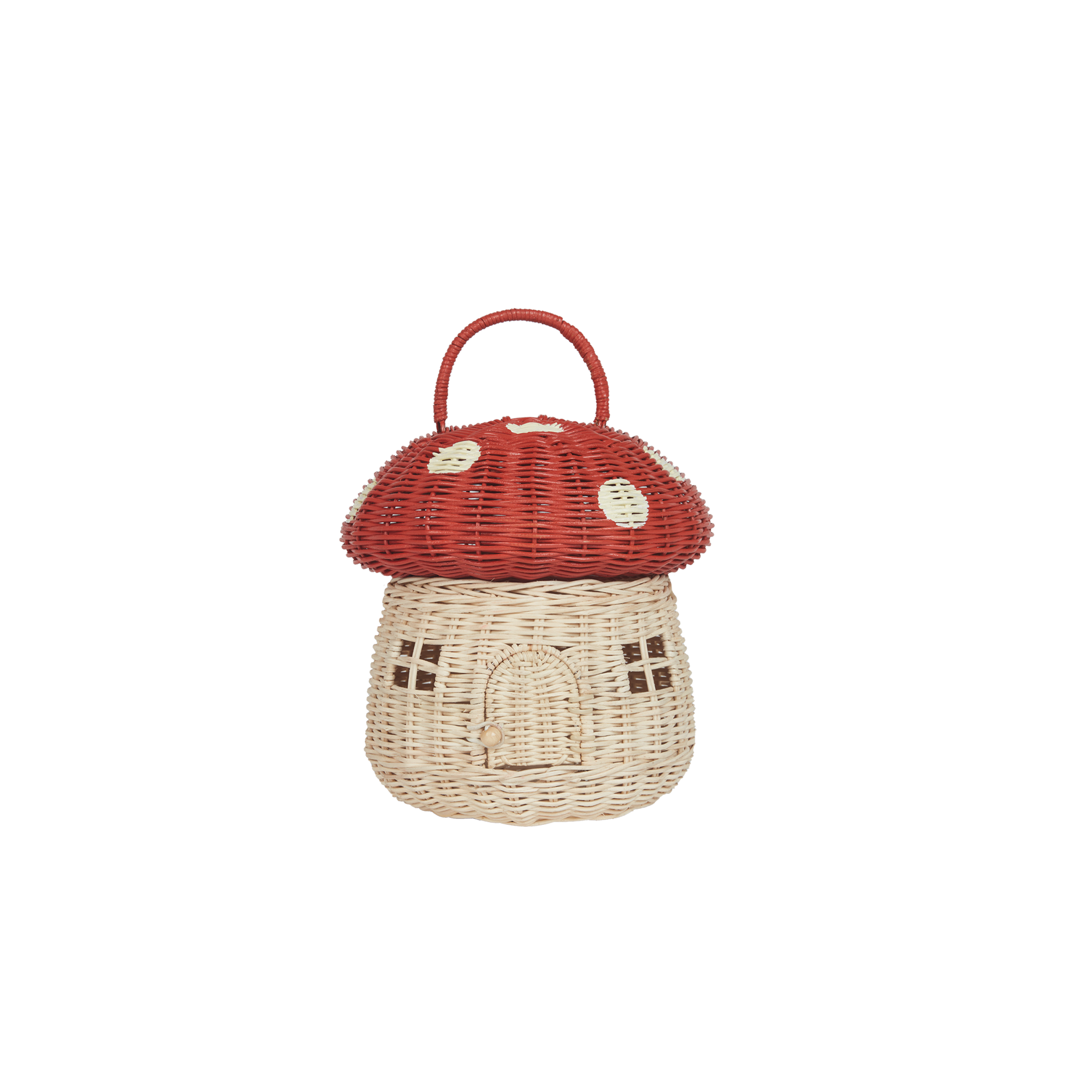 Rattan Mushroom Basket - Red