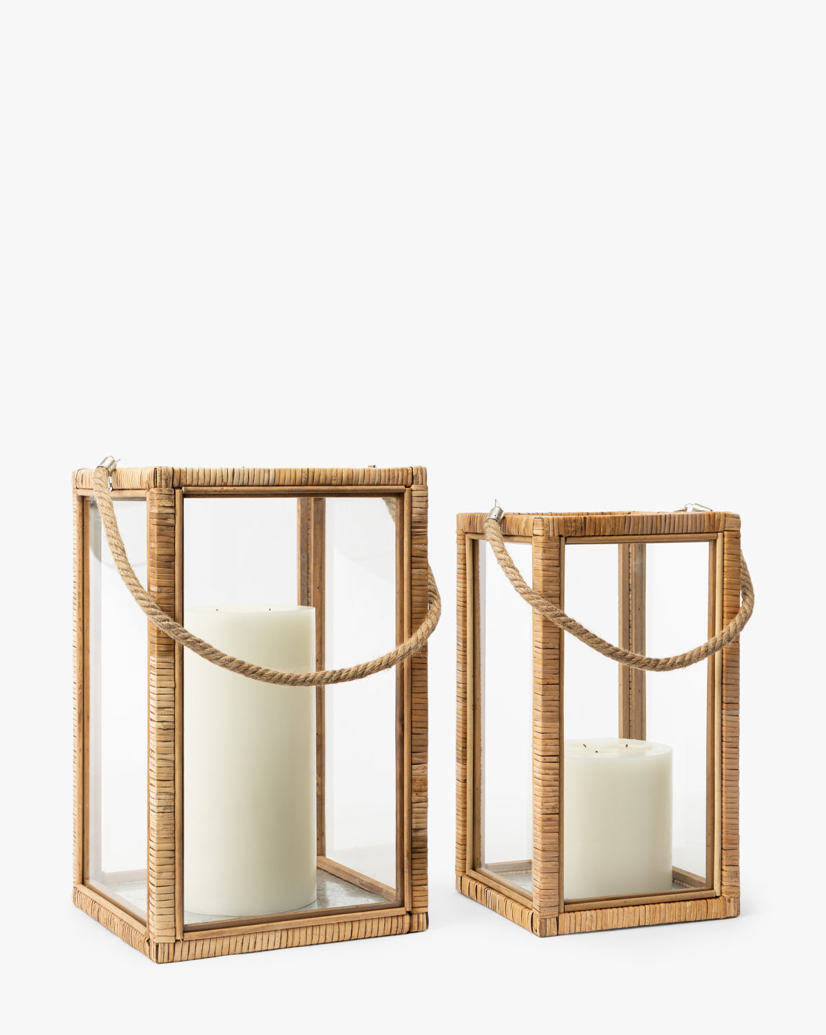 Rattan & Glass Lantern