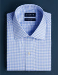Recycled Cotton Soft Blue Fancy Dobby Check
