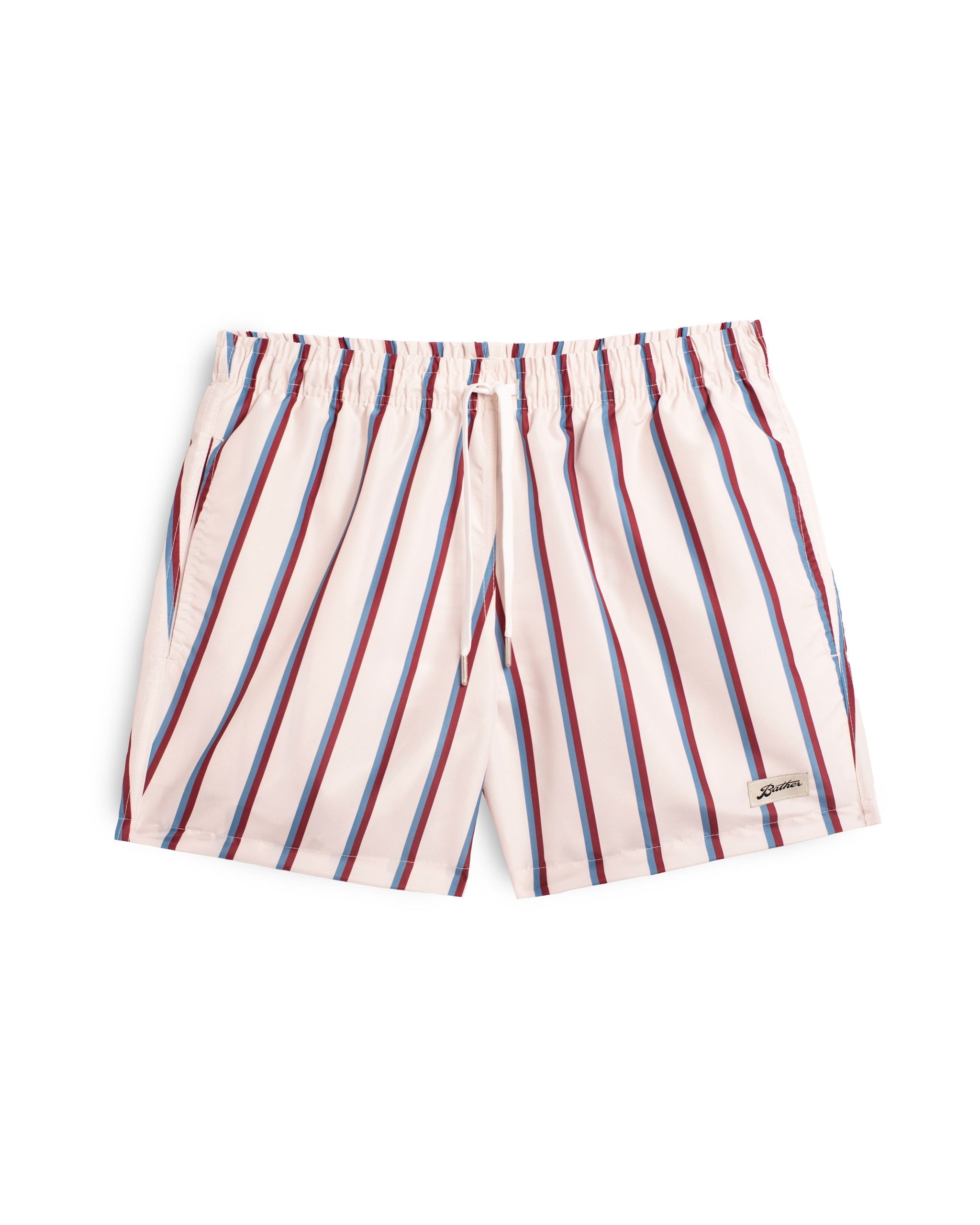 Red & Blue Fine Stripe Swim Trunk