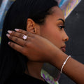 Pink Iced Rock Diamond Tennis Bracelet + Pink Cocktail Ring in White Gold