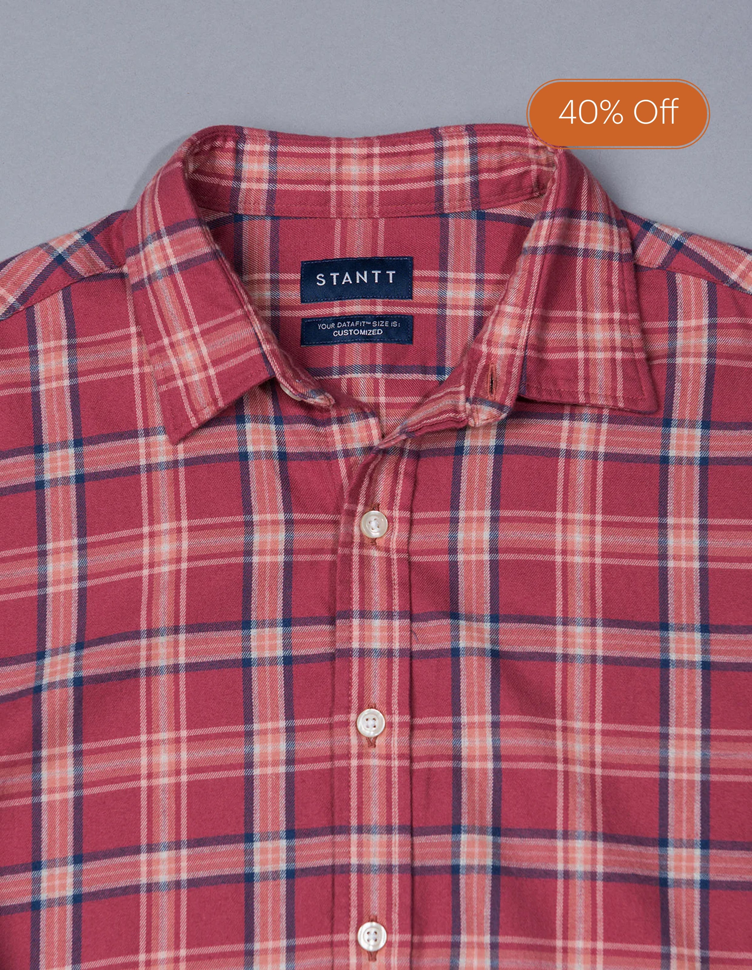 Rose and Navy Brushed Twill Bordered Check