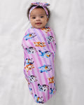 Pink Bluey Dance All Day Swaddle & Luxe Bow Headband Set