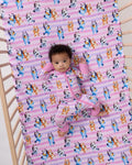 Pink Bluey Dance All Day Fitted Crib Sheet