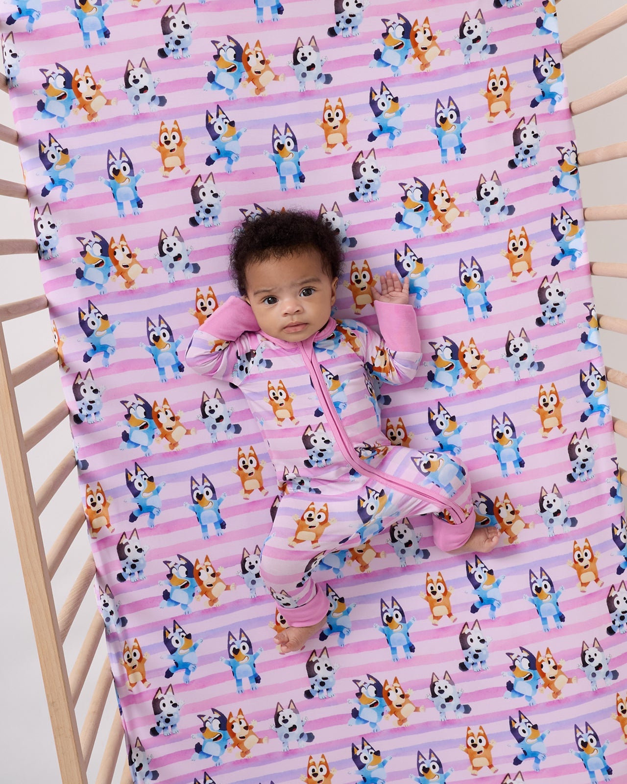 Pink Bluey Dance All Day Fitted Crib Sheet