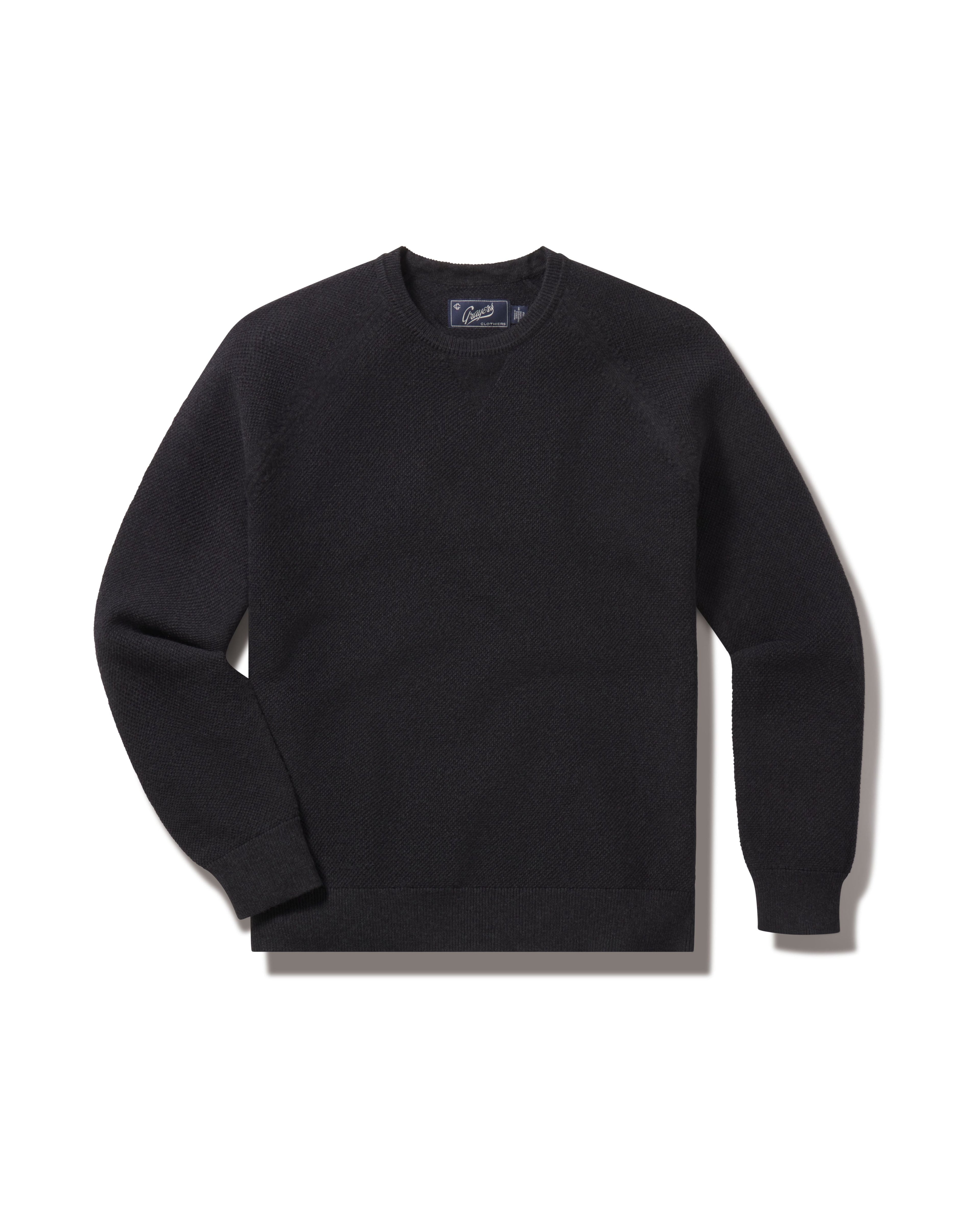 Ernest Cotton Cashmere Crew - Charcoal