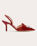 Dafne 80 Crystal-Embellished Velvet Slingback