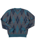 Pemberton Alpaca Argyle V Neck SMP - Teal Gray Navy (Final Sale)*