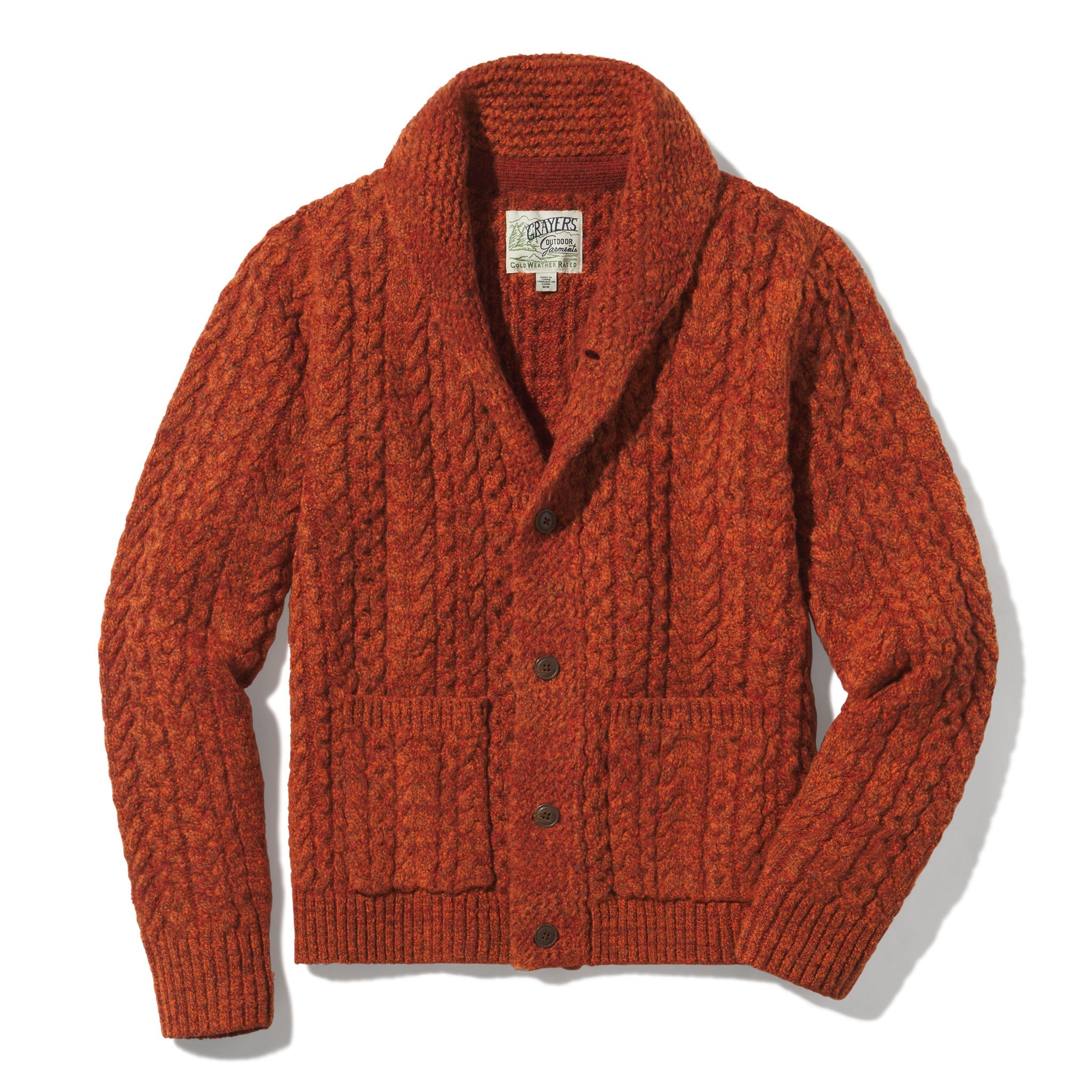Melange Cable Shawl Cardigan SMP - Burnt Orange  (Final Sale)*