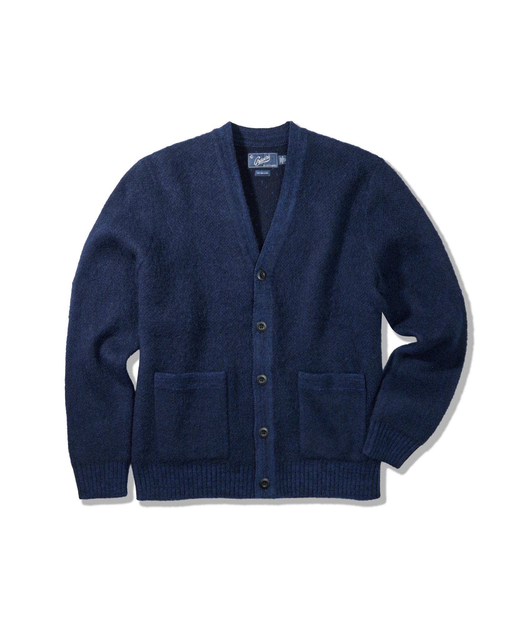Kent Brushed Wool Cardigan - Blue Graphite