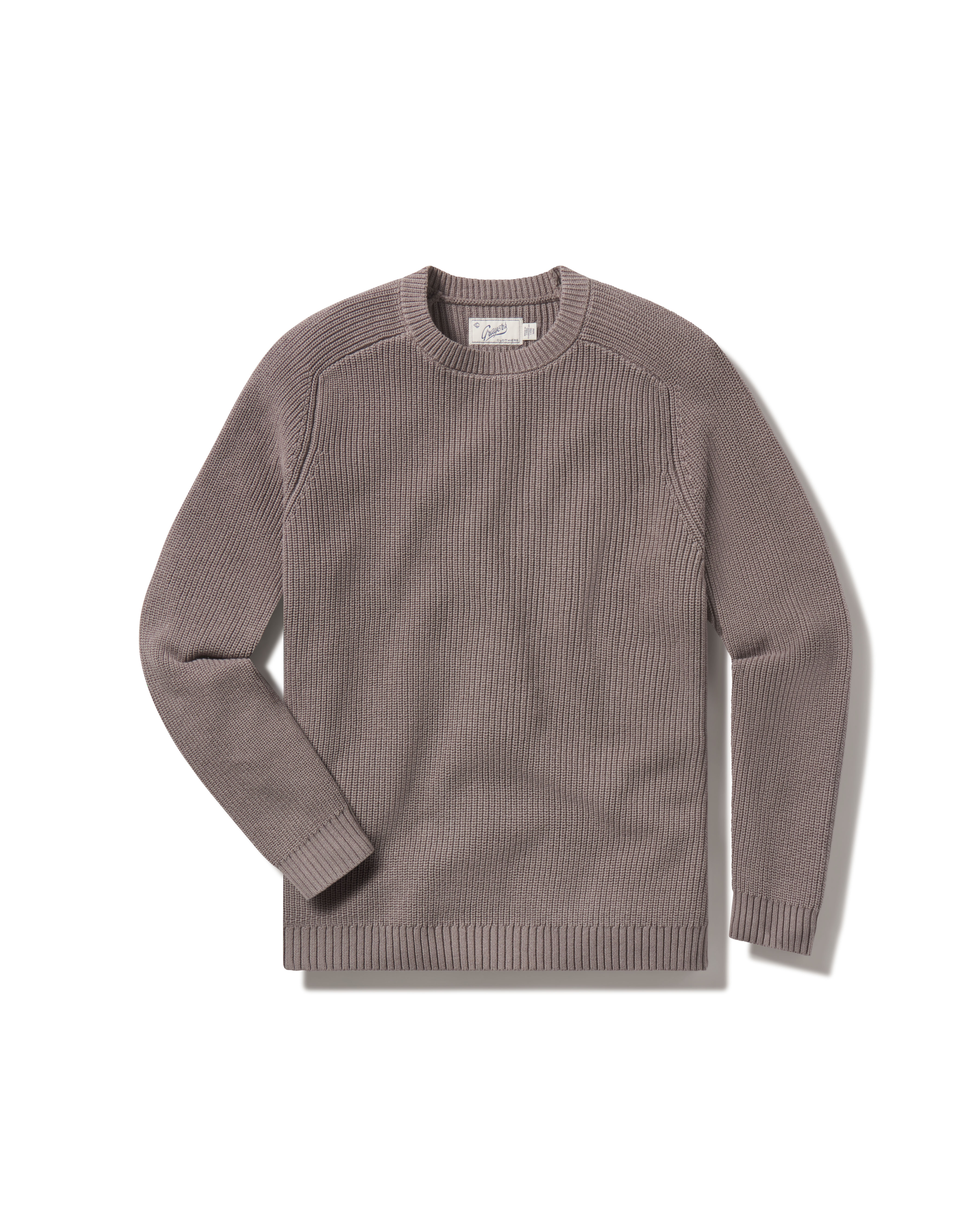 Shaker Stitch Cotton Crewneck Sweater - Frost Gray