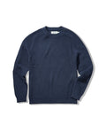 Shaker Stitch Cotton Crewneck Sweater - Navy