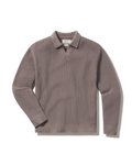 Shaker Stitch Cotton Polo Sweater - Frost Gray
