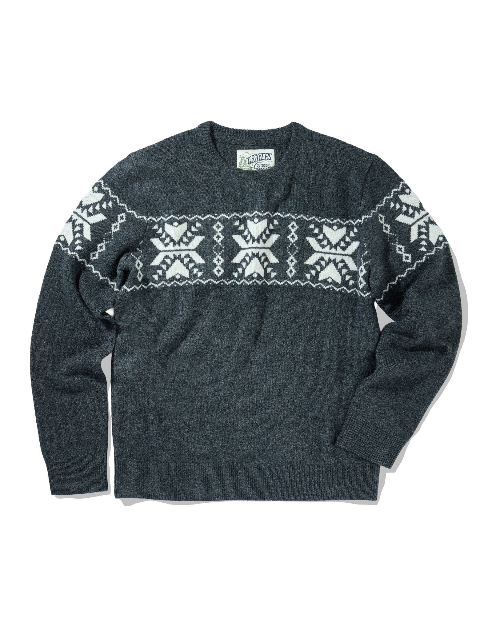 Retro Snowflake Sweater - Charcoal Cream