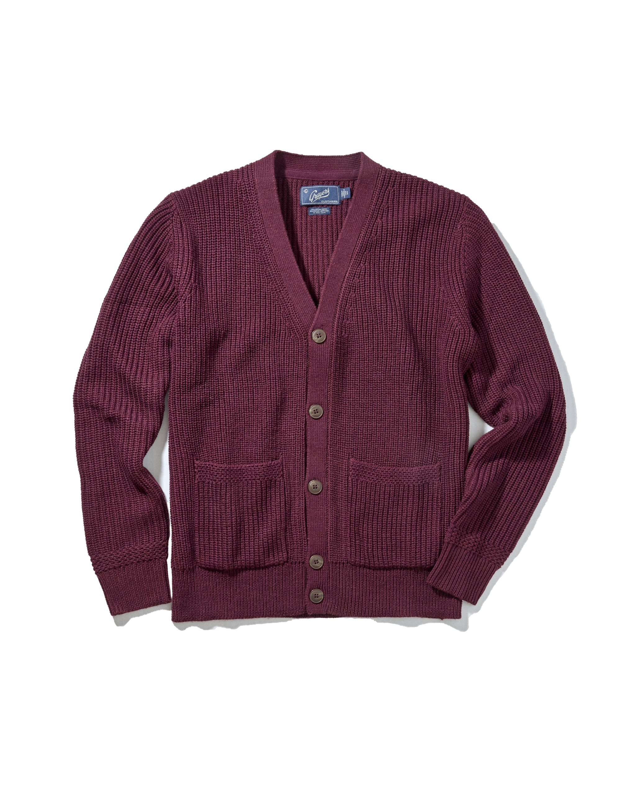 Portsmouth Rib Cardigan - Wine