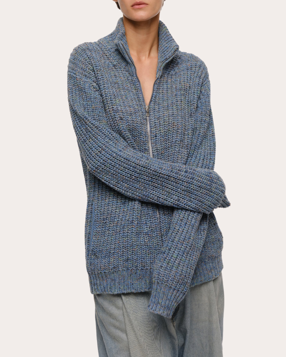 Dave Ribbed Recycled Cotton-Blend Zip-Up Cardigan