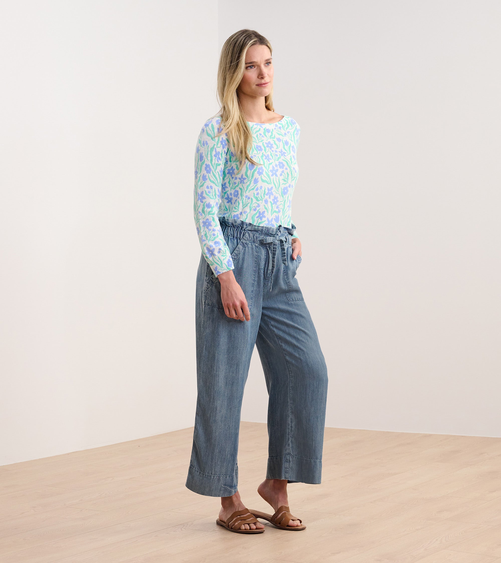 3/4 Sleeve Knit Breton - Painted Flowers
