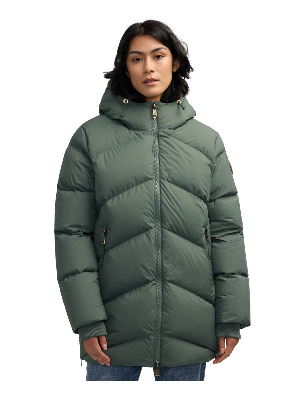Fallon Boxy Inverted Chevron Quilted Puffer