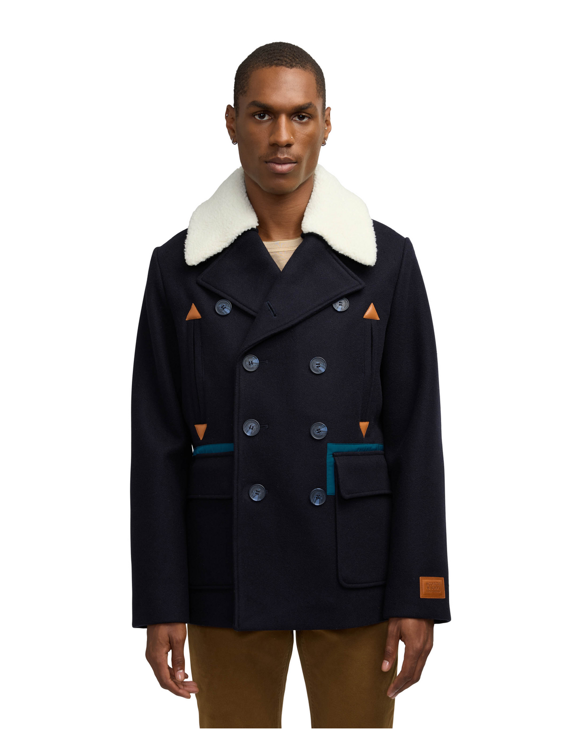 Izak Peacoat With Contrast Detail And Removable Collar