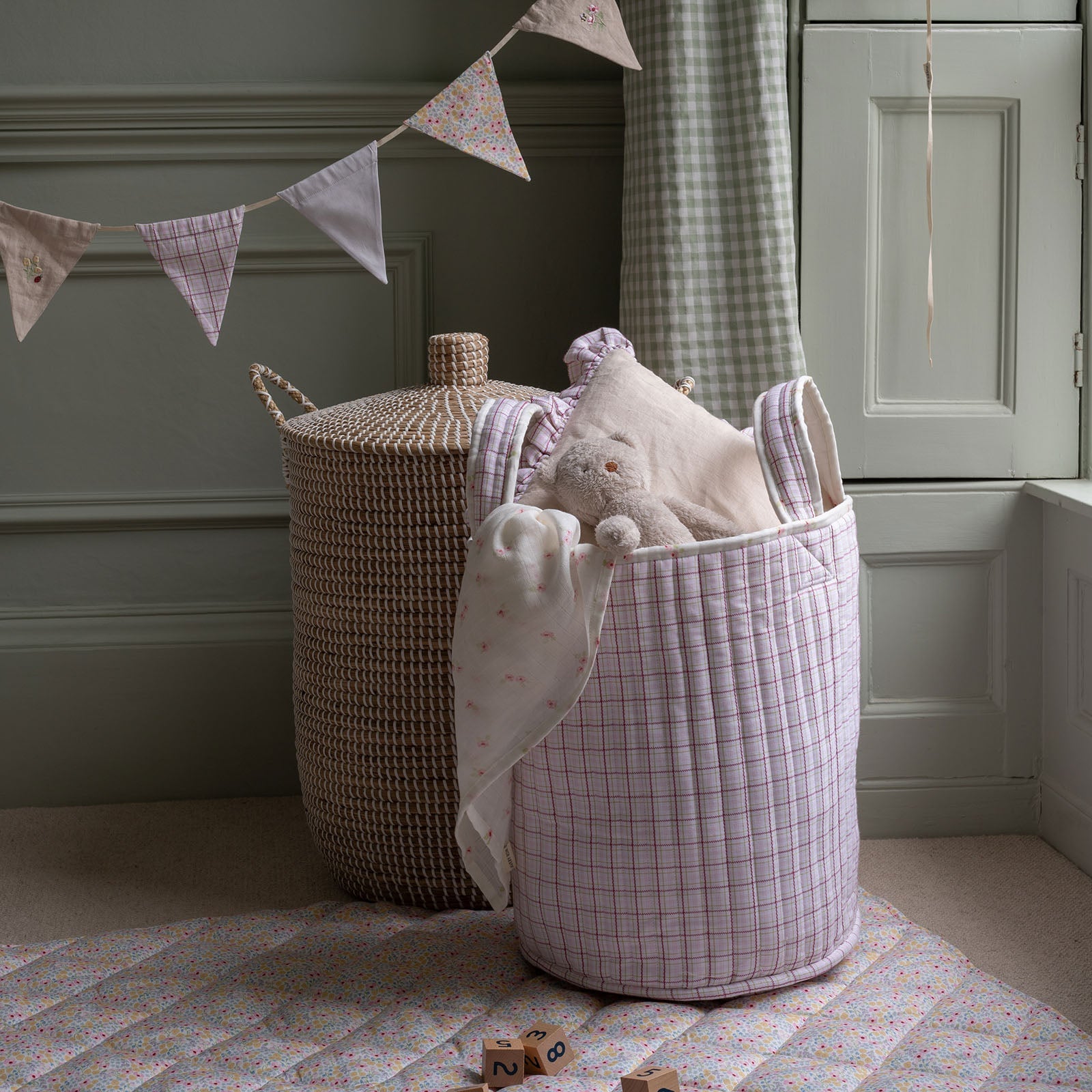 Avery Row Large Quilted Storage Basket - Anemone