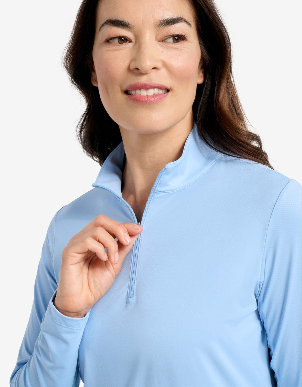 Long Sleeve Quarter Zip Top With Mesh UPF 50+