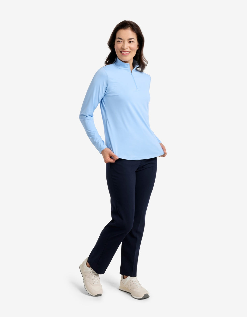 Long Sleeve Quarter Zip Top With Mesh UPF 50+