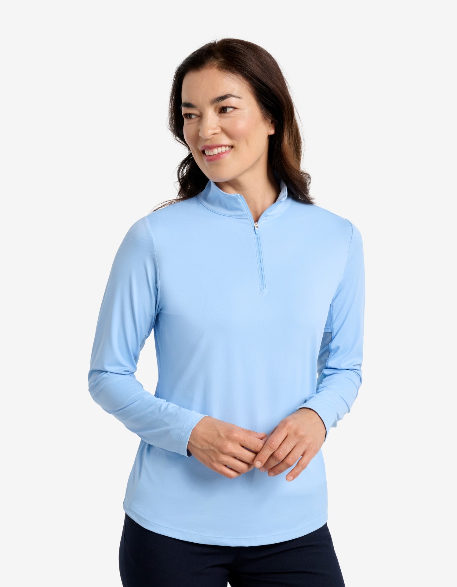 Long Sleeve Quarter Zip Top With Mesh UPF 50+
