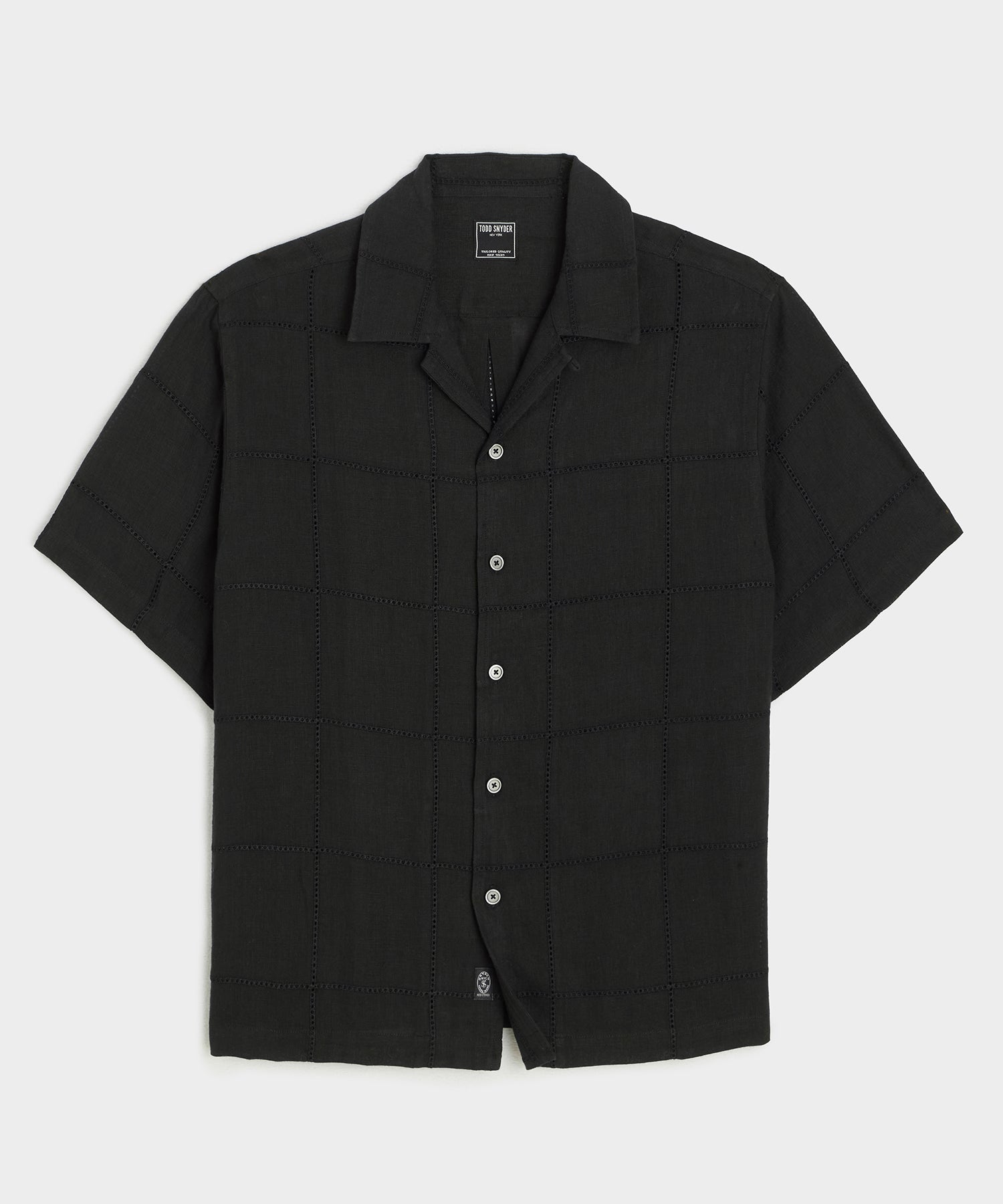 Cropped Embroidered Linen Camp Collar Shirt