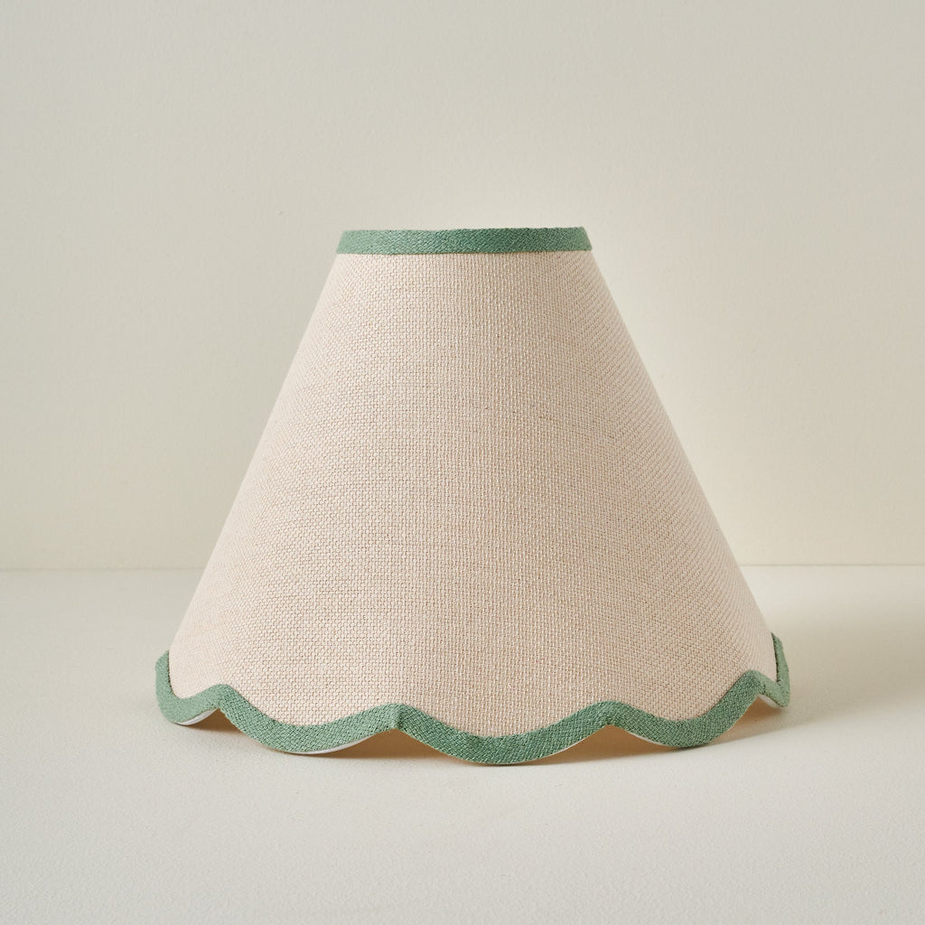 Green Wavy Trim Linen Shade