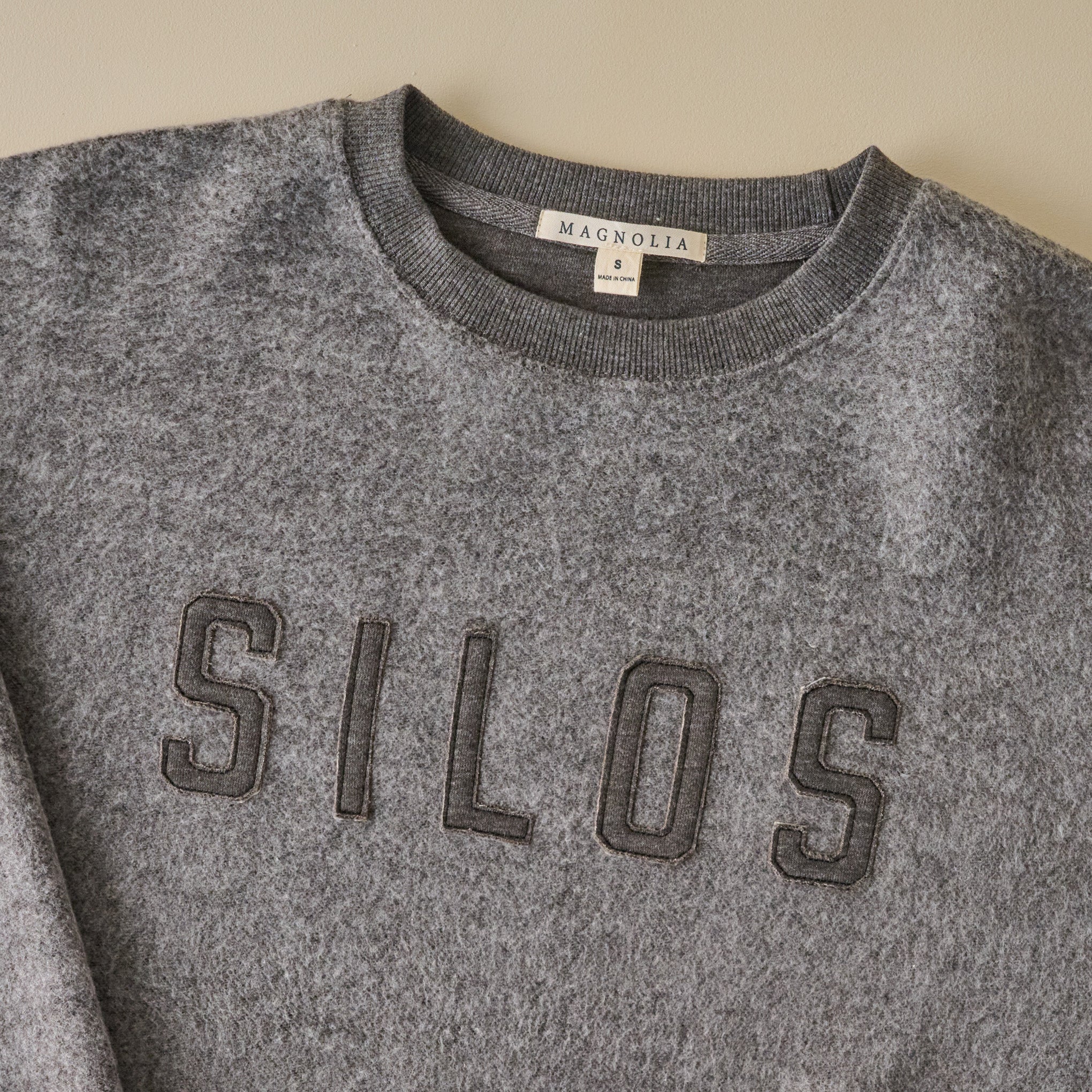 Silos Applique Charcoal Cozy Fleece
