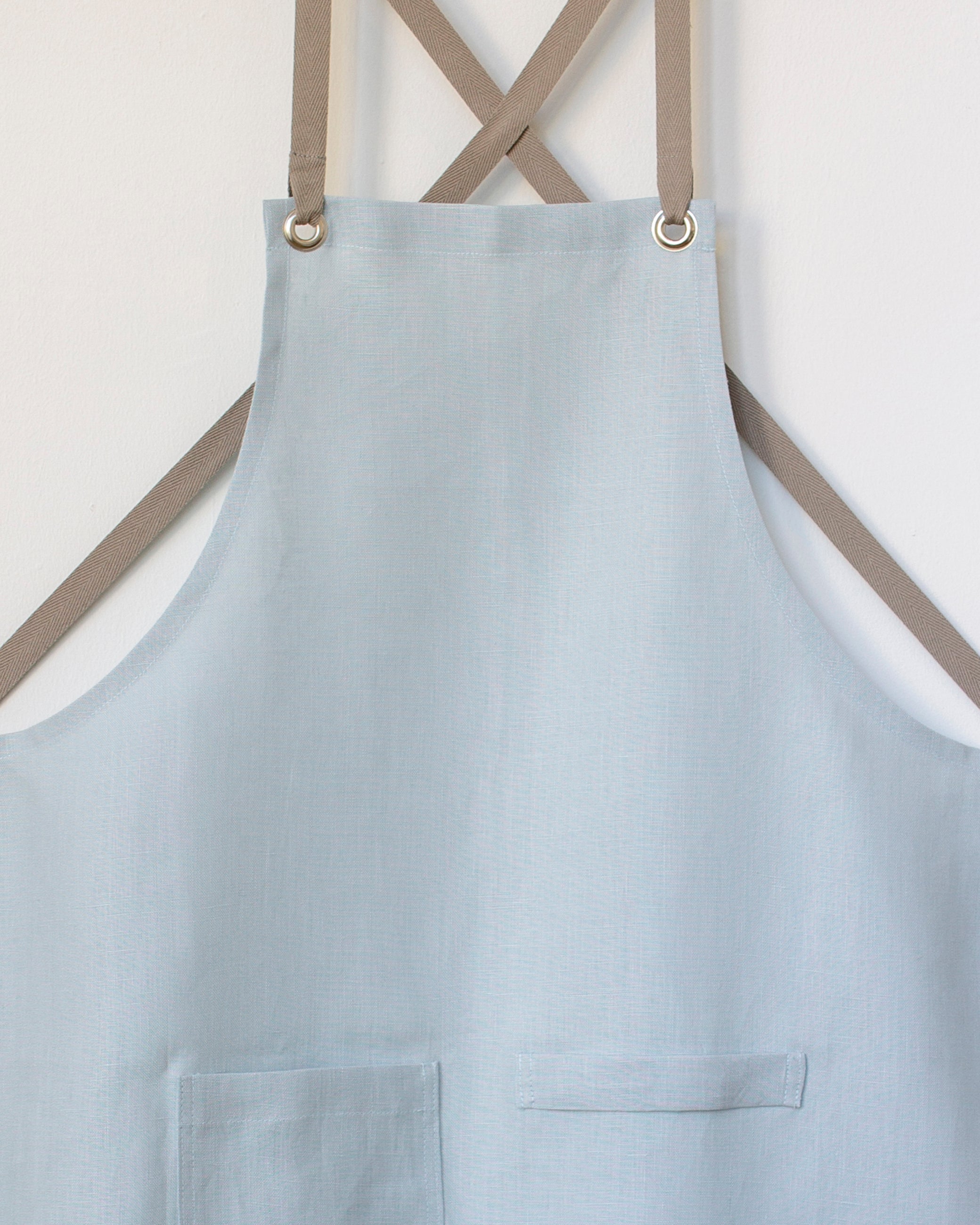 Crossback Linen Apron - Sky