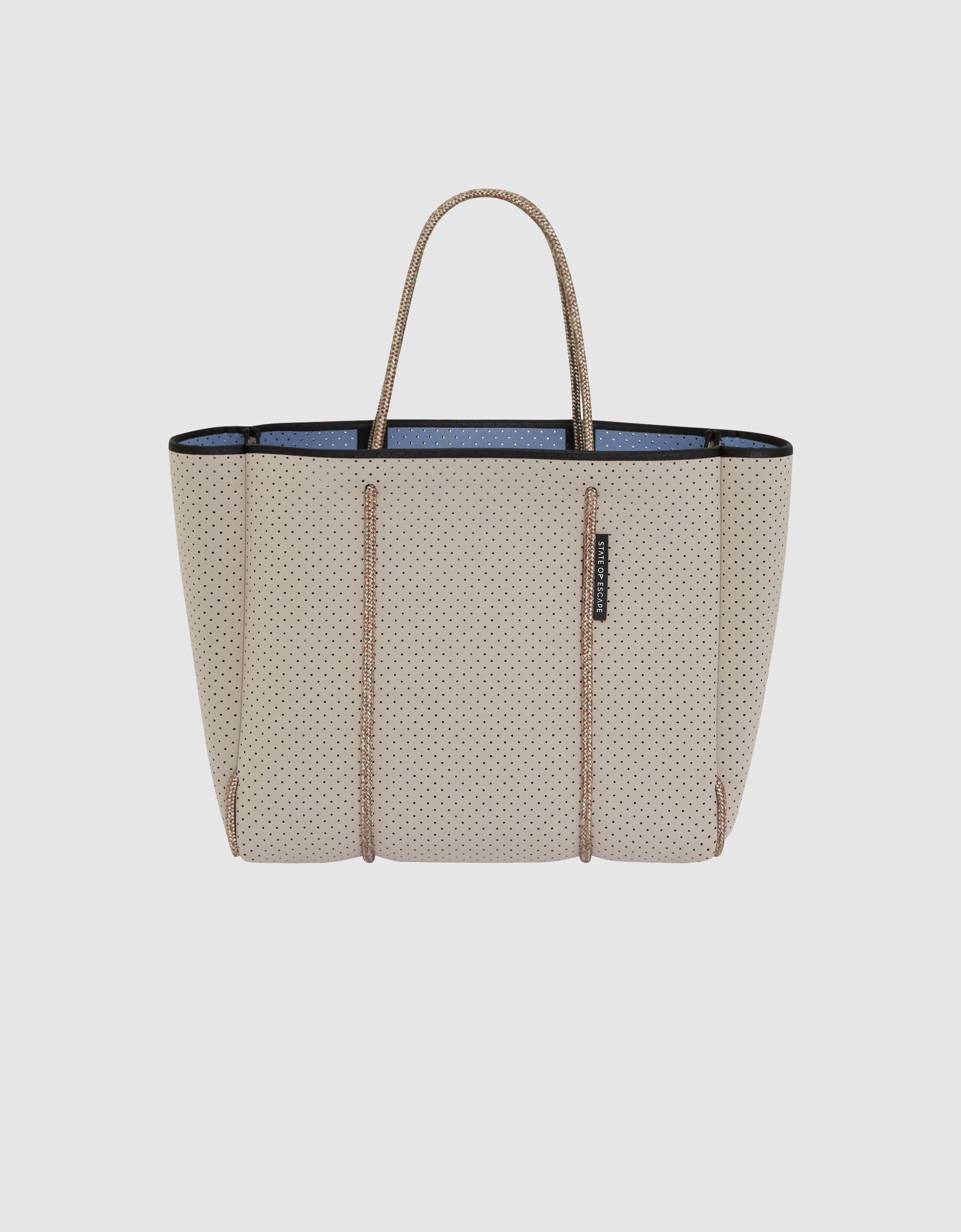 Flying Solo tote in stone / washed lapis (dual tone)