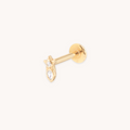 Solid Gold Crystal Star Piercing Stud