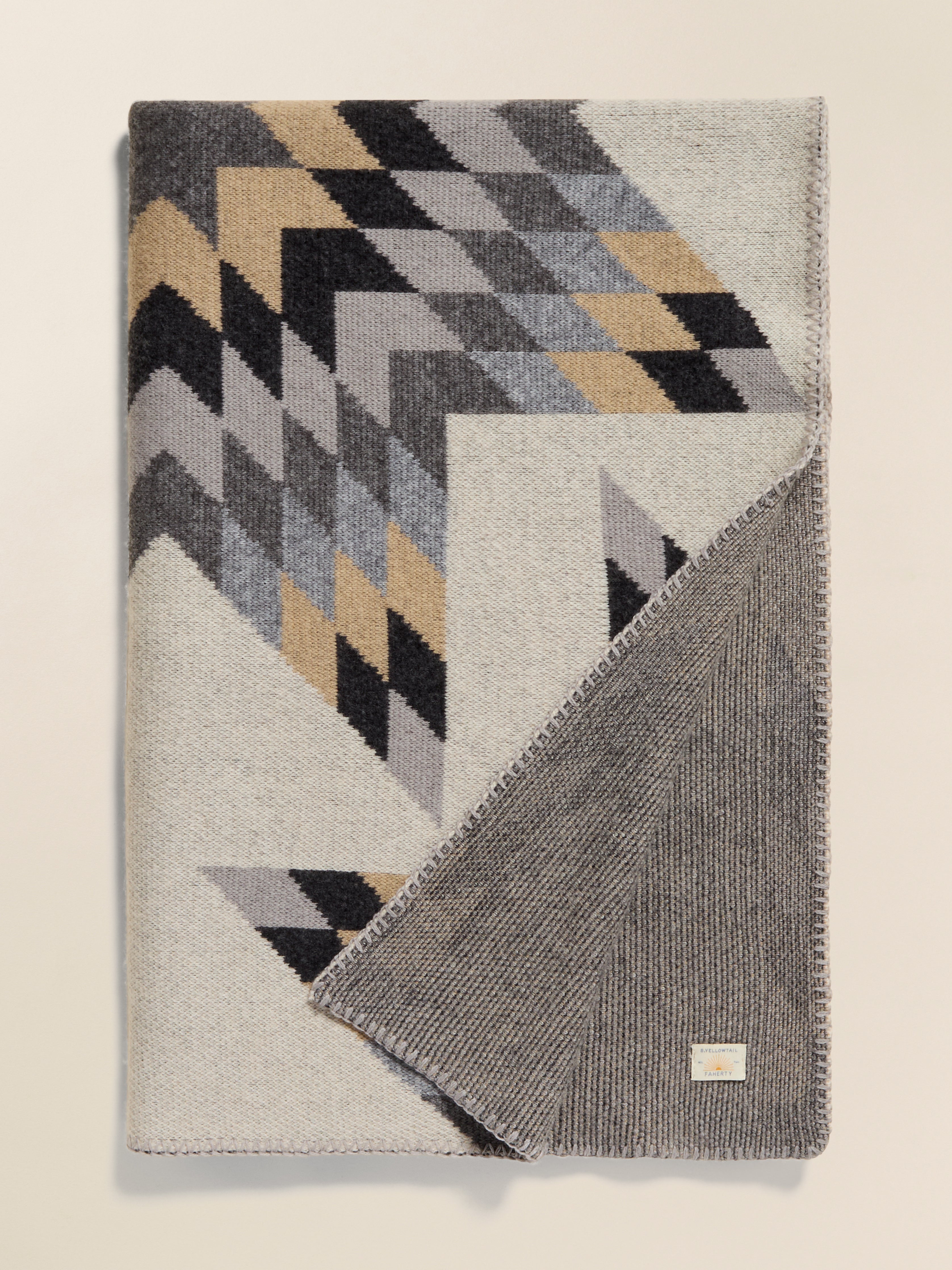 B. Yellowtail Star Patchwork Blanket - Grey Star Patchwork