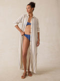 Dune Cotton Gauze Isla Shirtdress - Aqua Sea Stripe