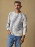 Sunwashed Slub Crew - Ivory Dusk Breton Stripe