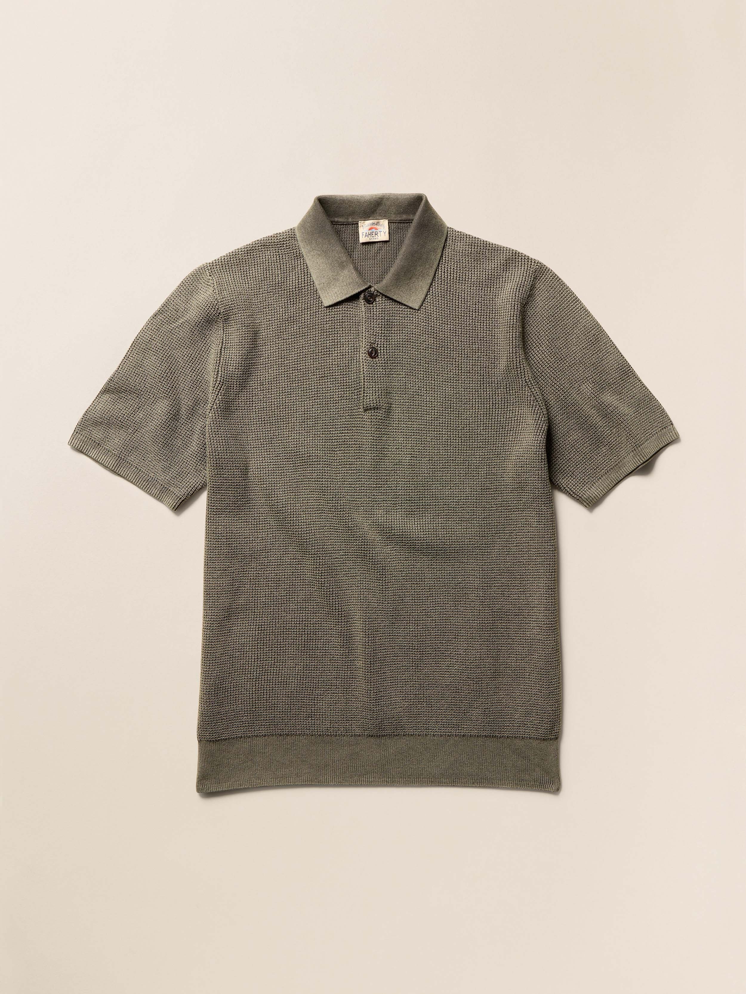 Short-Sleeve Sunwashed Sweater Polo - Pine Ridge