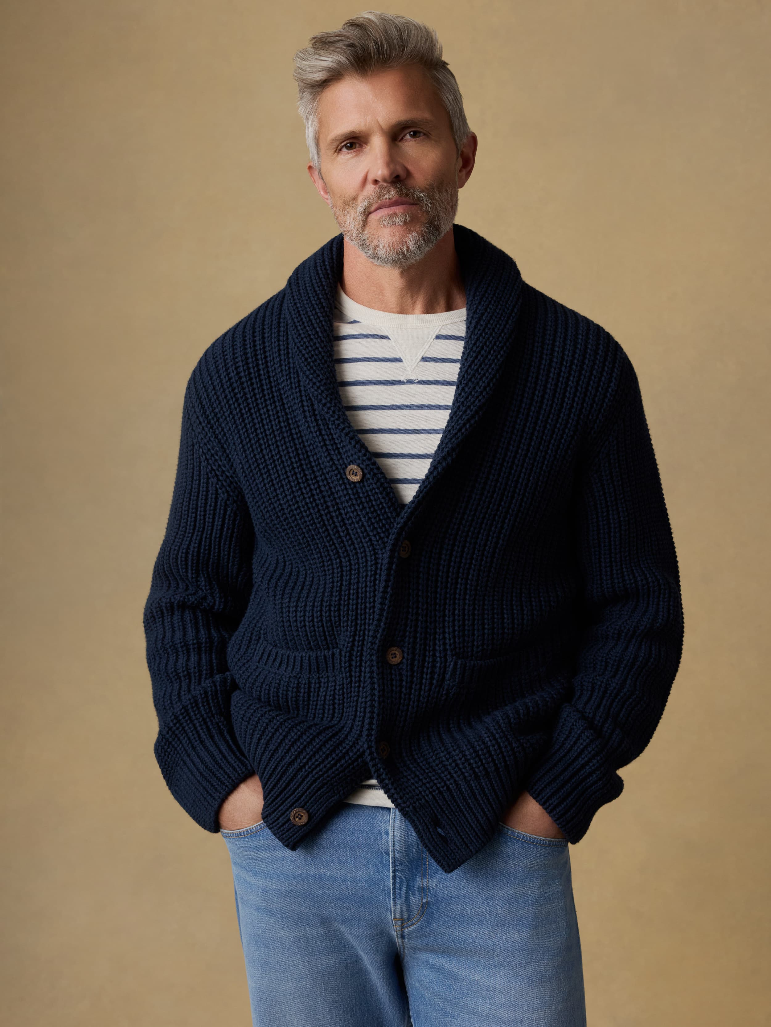 Cotton Cardigan - Playa Navy