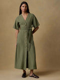 Soft Stretch Twill Camille Dress - Moss