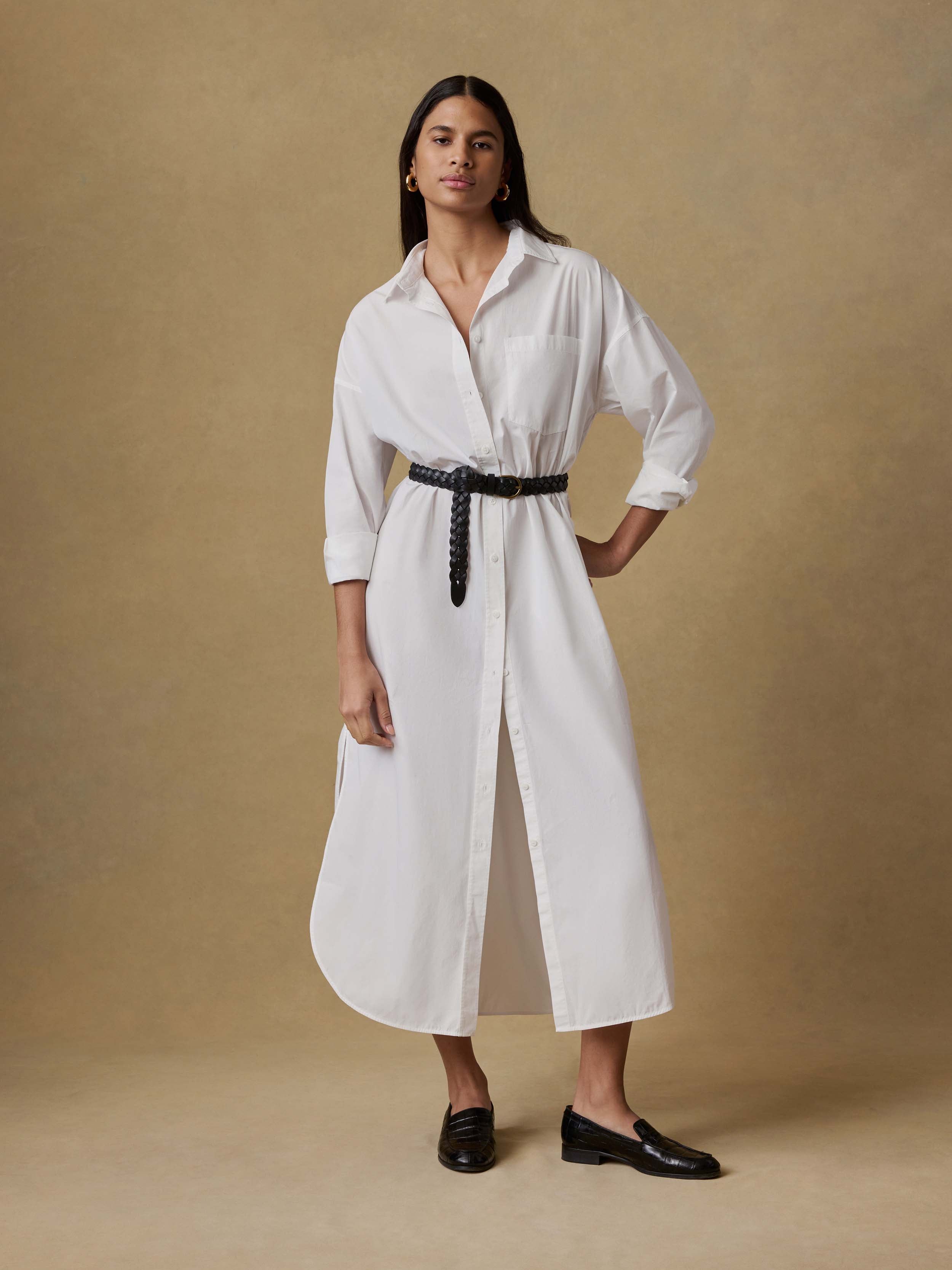Coastal Poplin Rio Shirt Dress - White