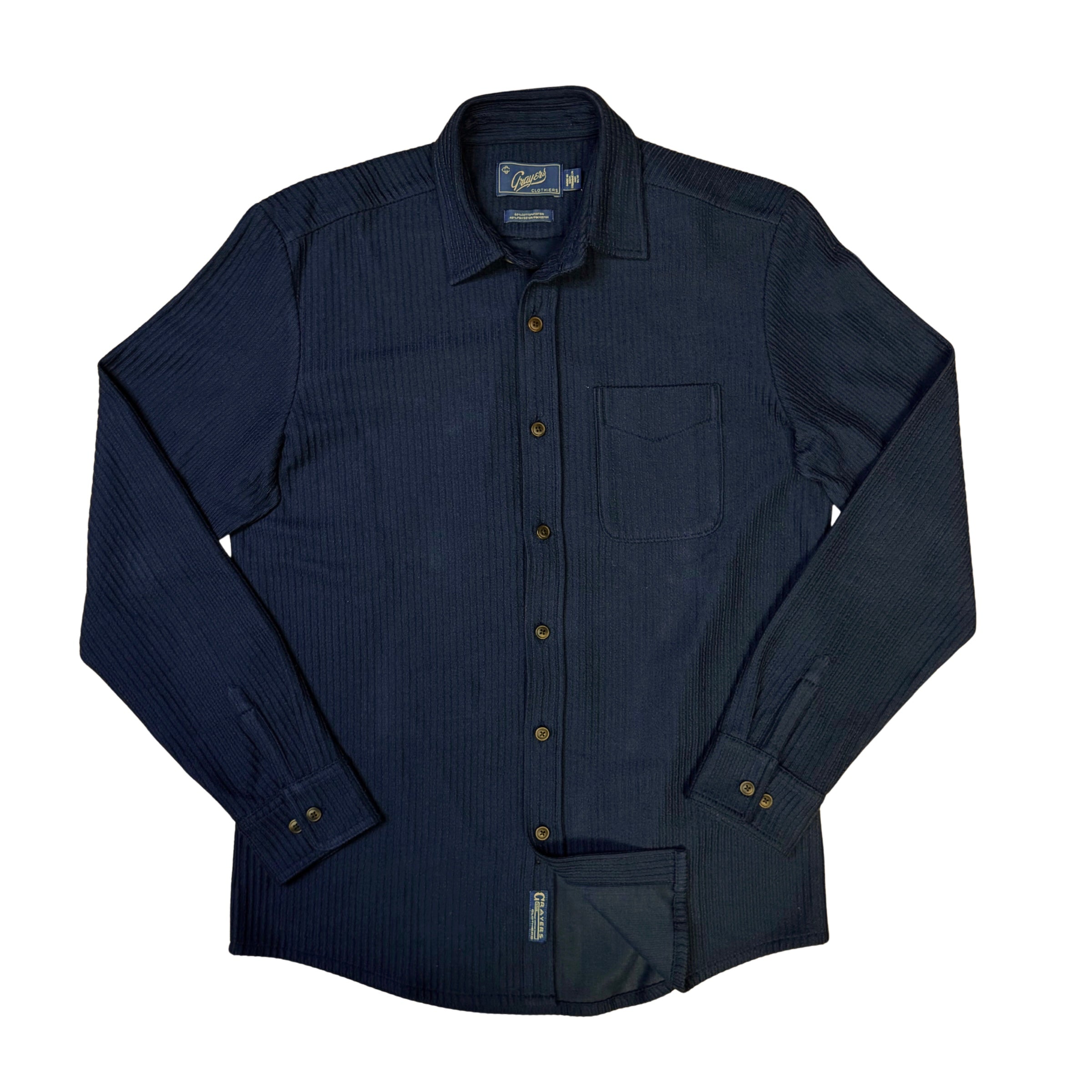 Corded Jacquard Front Shirt SMP - Black Iris
