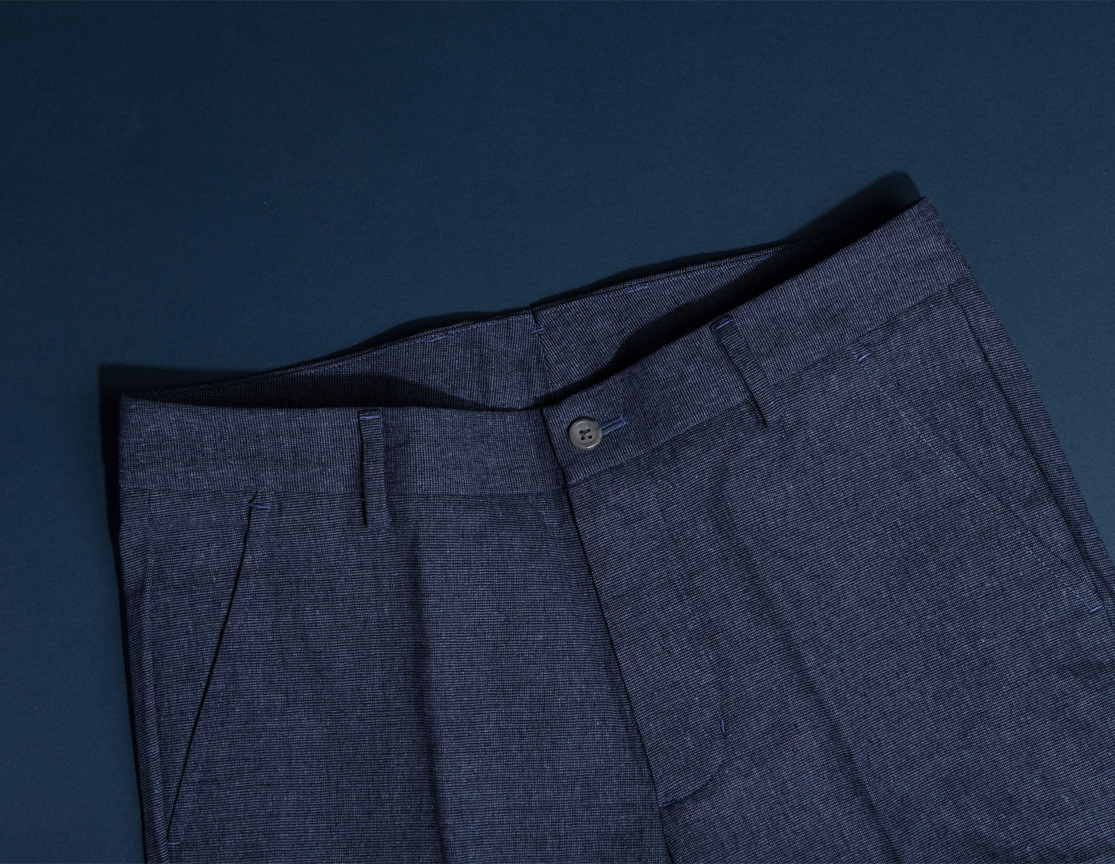 Cotton Herringbone Five Pocket - Navy And Black