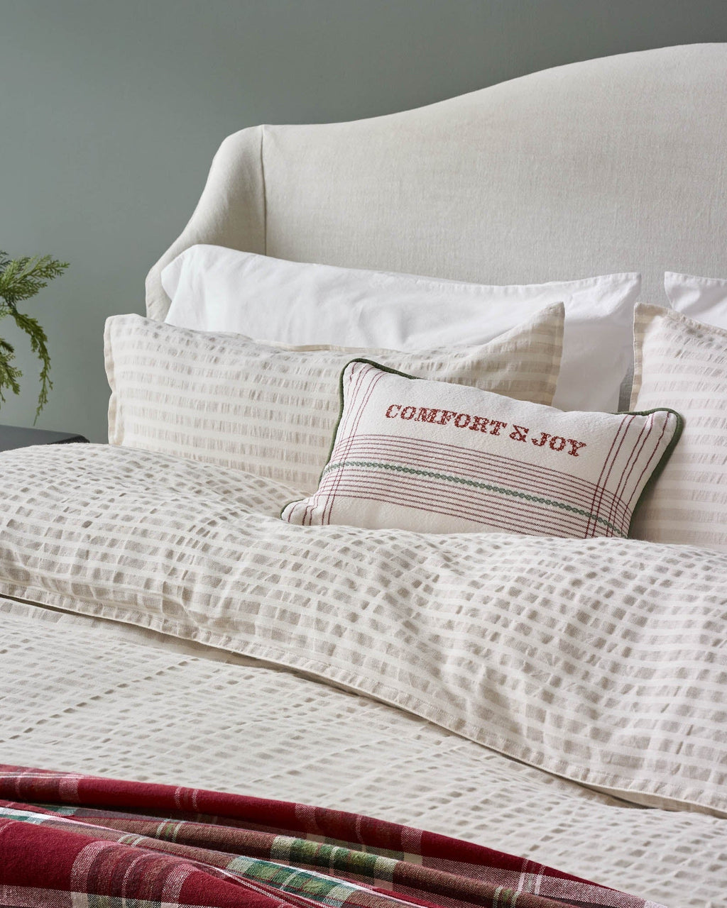 Antique White + Oatmeal Stripe Linen Cotton Pillow Sham