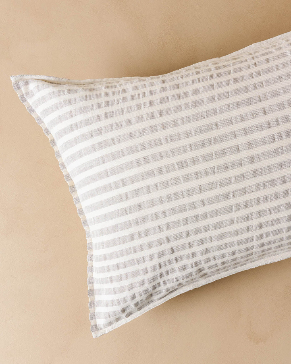 Shadow Grey + Antique White Stripe Linen Cotton Pillow Sham