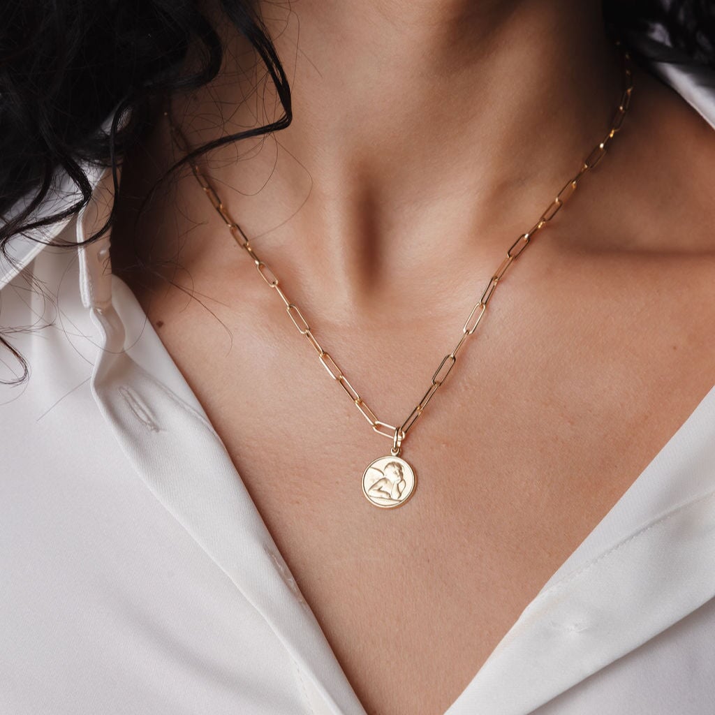 10k Lucky Angel Medallion Charm