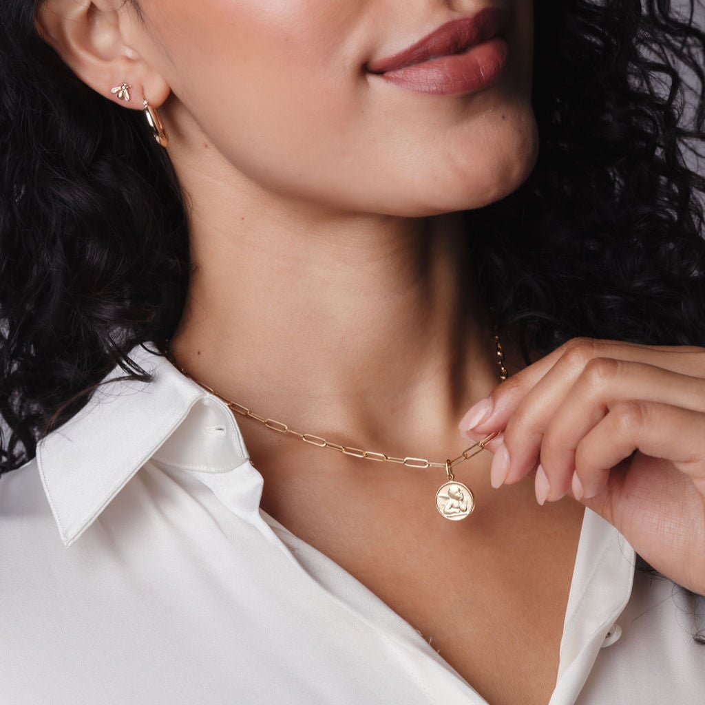 10k Lucky Angel Medallion Charm